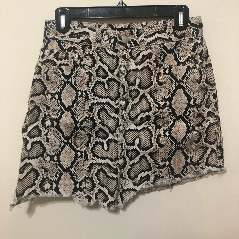 Zara python denim mini skirt, size M